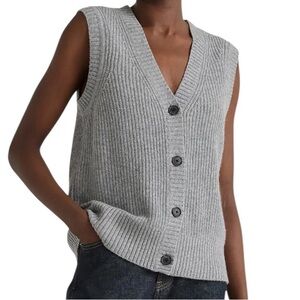 QUINCE Mongolian Cashmere Fisherman Sweater Vest Heather  Gray 100% Cashmere M
